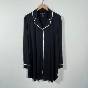 Larken Nursing Nightshirt Womens XXL‎ Black New Maternity Button Down Sleepwear